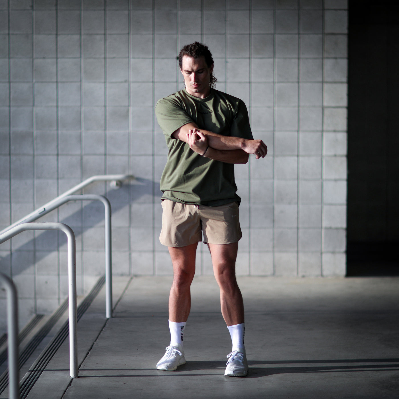 Jiujiteiro Pro Workout Shorts Khaki – Lifestyle shorts product view