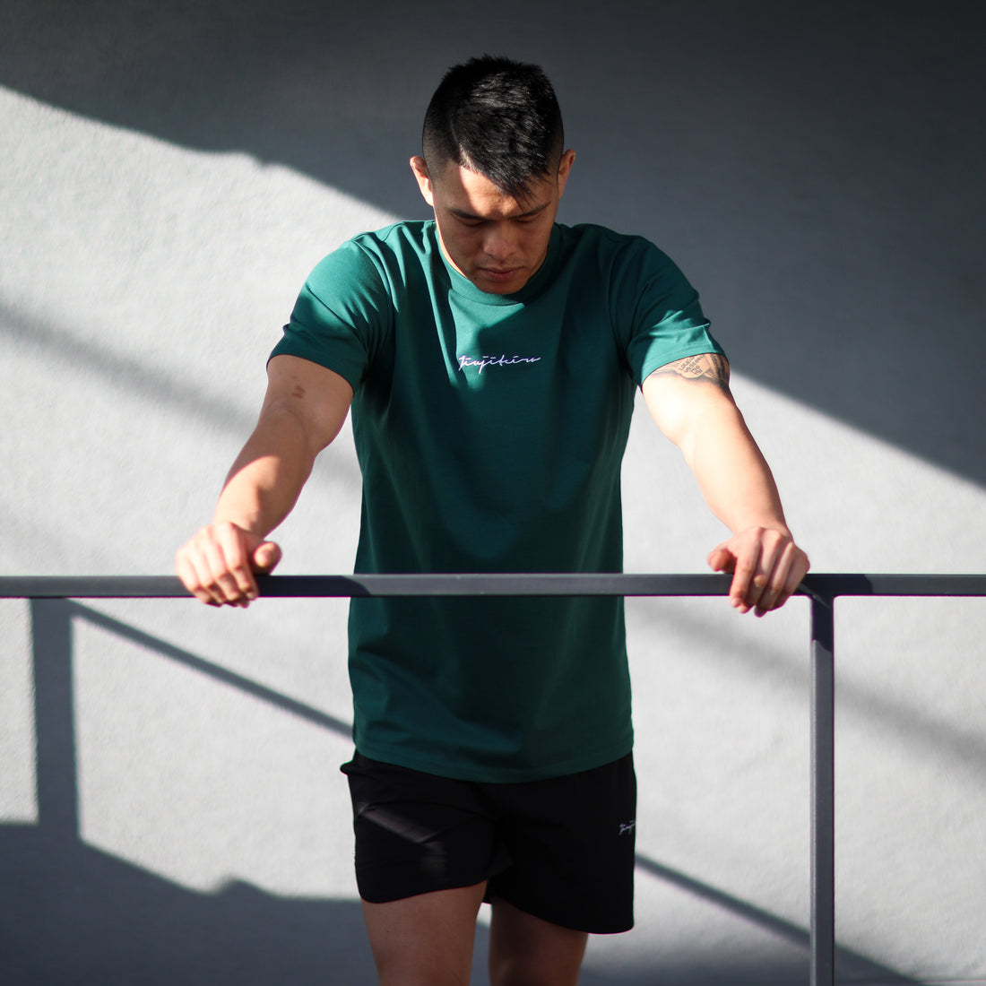 Jiujiteiro Pro Signature Heavyweight Embroidered Tee Jade – BJJ t-shirt, jiu jitsu apparel
