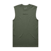 Embroidered Cutoff Tank Olive