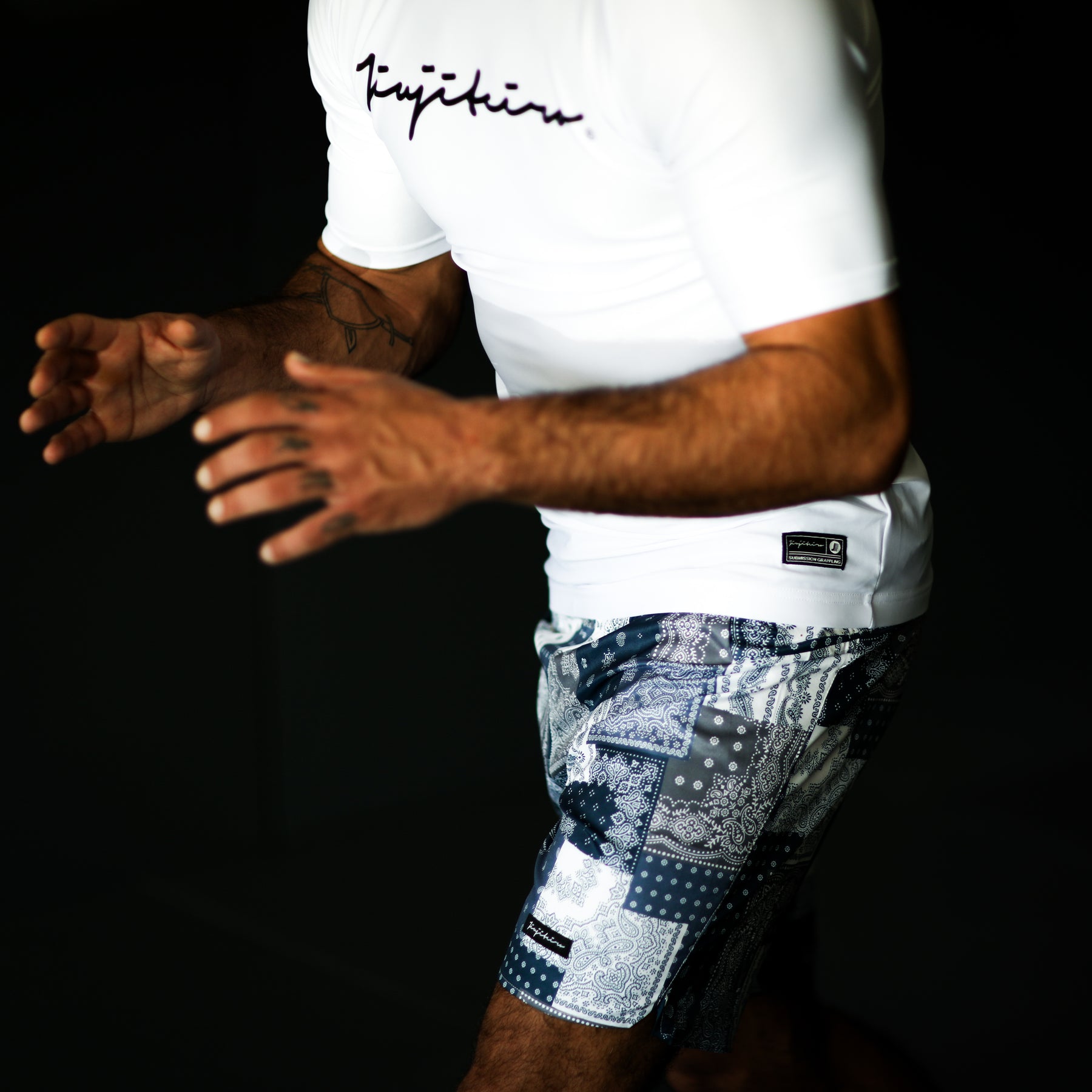Jiujiteiro X-Train NO-GI Shorts Blue Paisley – Grappling shorts product view