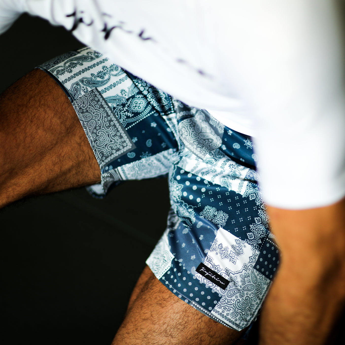 Jiujiteiro X-Train NO-GI Shorts Blue Paisley – Grappling shorts product view