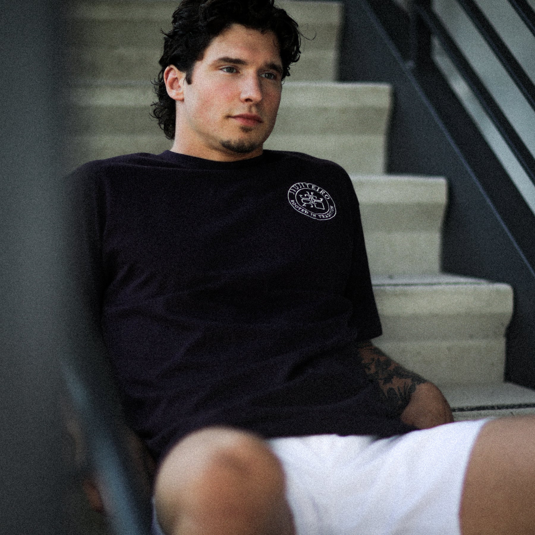 Jiujiteiro Rooted Heavyweight Embroidered Tee Black – Grappler tee, BJJ streetwear