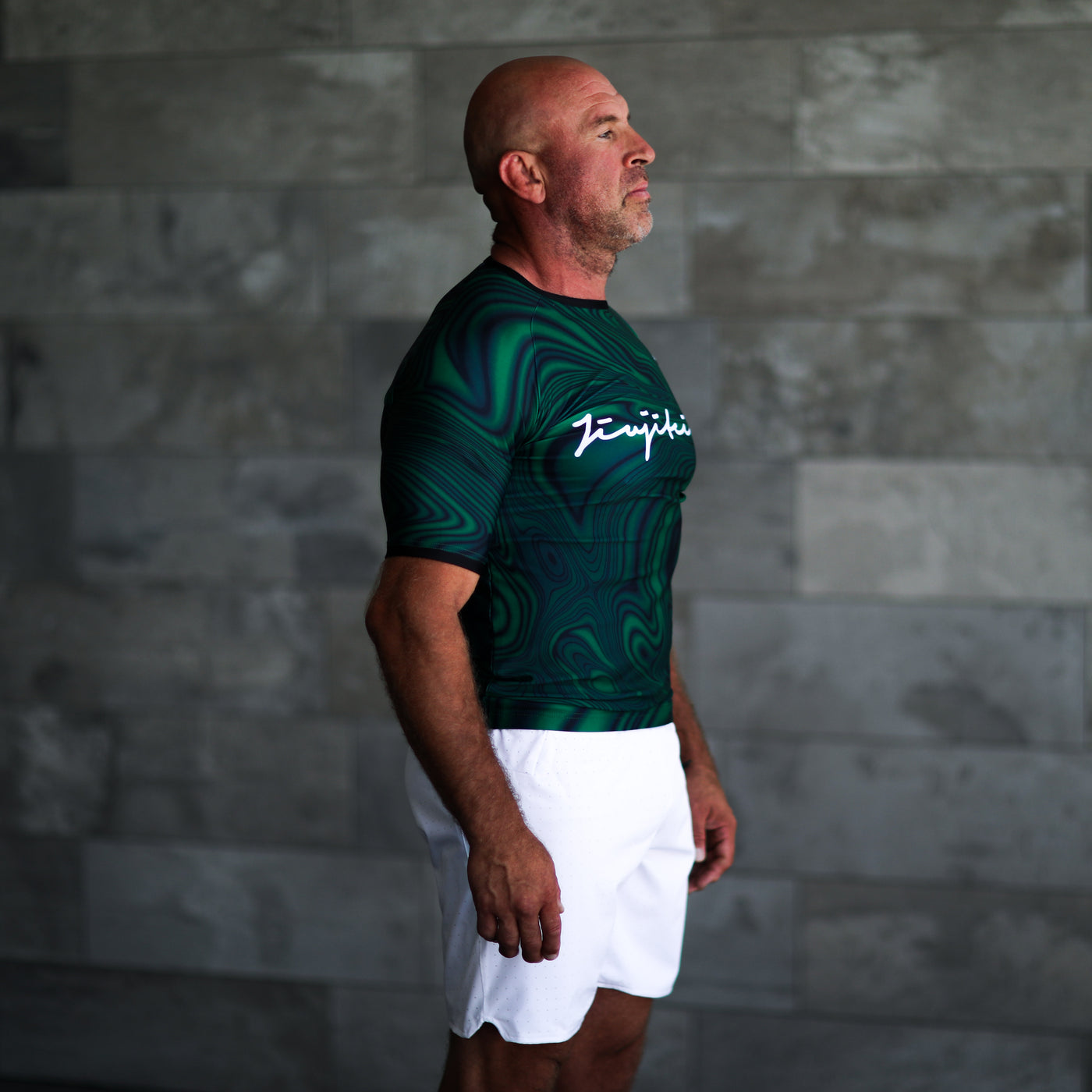 Jiujiteiro Ripple Green Pro Half Sleeve Rashguard – Grappling rashguard product view