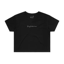 Load image into Gallery viewer, WOMENS CROP EMBROIDERED TEE BLACK