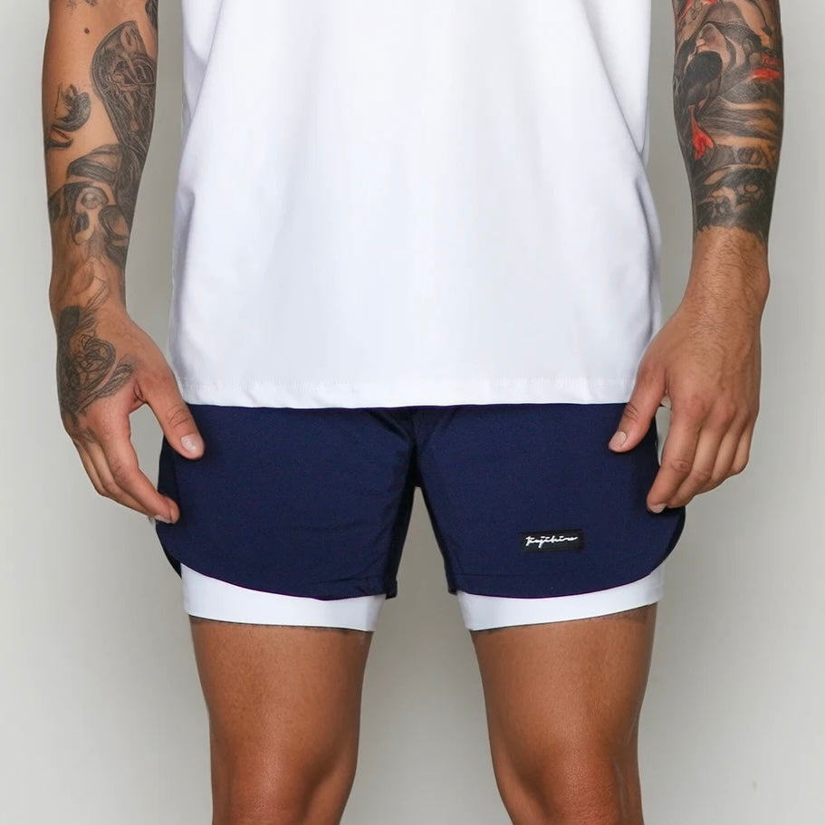 Jiujiteiro Pro 2-in-1 Liner Shorts Navy, off-mat training view