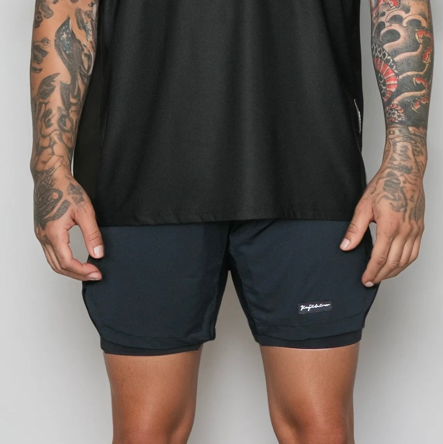 Jiujiteiro Pro 2-in-1 Liner Shorts Black, off-mat training view