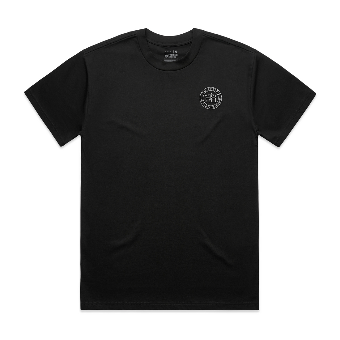 Jiujiteiro Rooted Heavyweight Embroidered Tee Black – BJJ t-shirt, jiu jitsu apparel