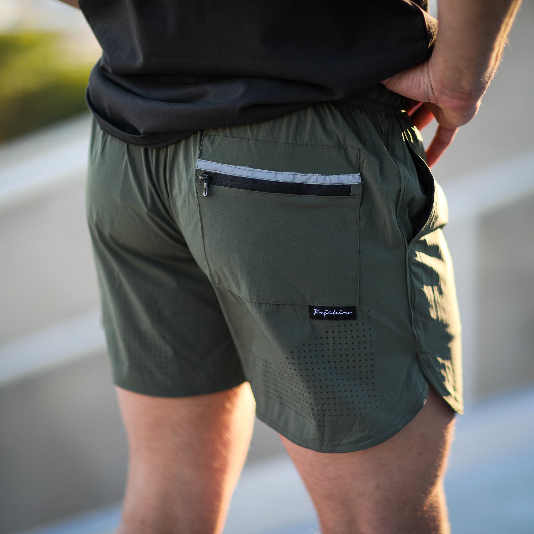 Jiujiteiro Pro Workout Shorts Olive – Lifestyle shorts product view