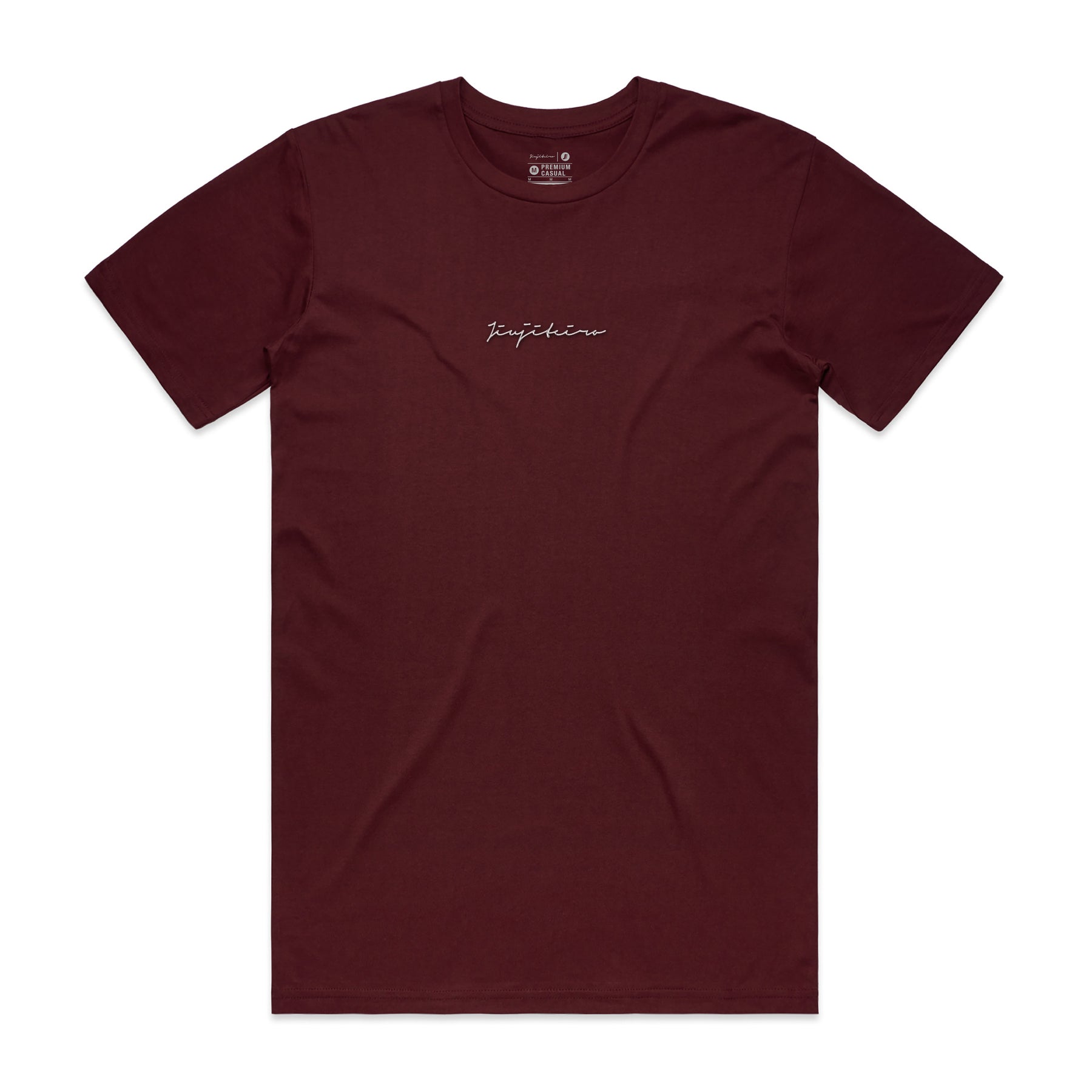 Jiujiteiro Pro Signature Heavyweight Embroidered Tee Burgundy – BJJ t-shirt, jiu jitsu apparel