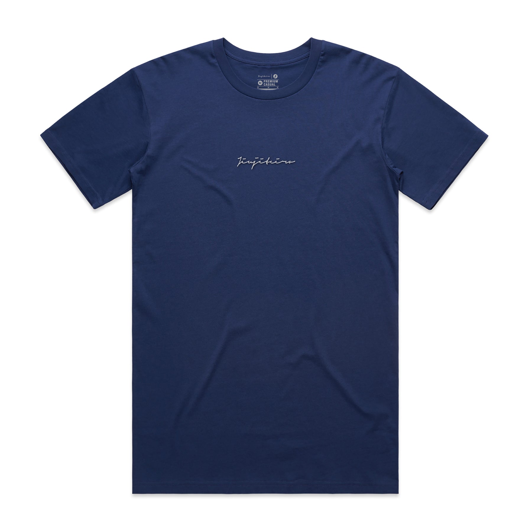 Jiujiteiro Pro Signature Heavyweight Embroidered Tee Navy – BJJ t-shirt, jiu jitsu apparel