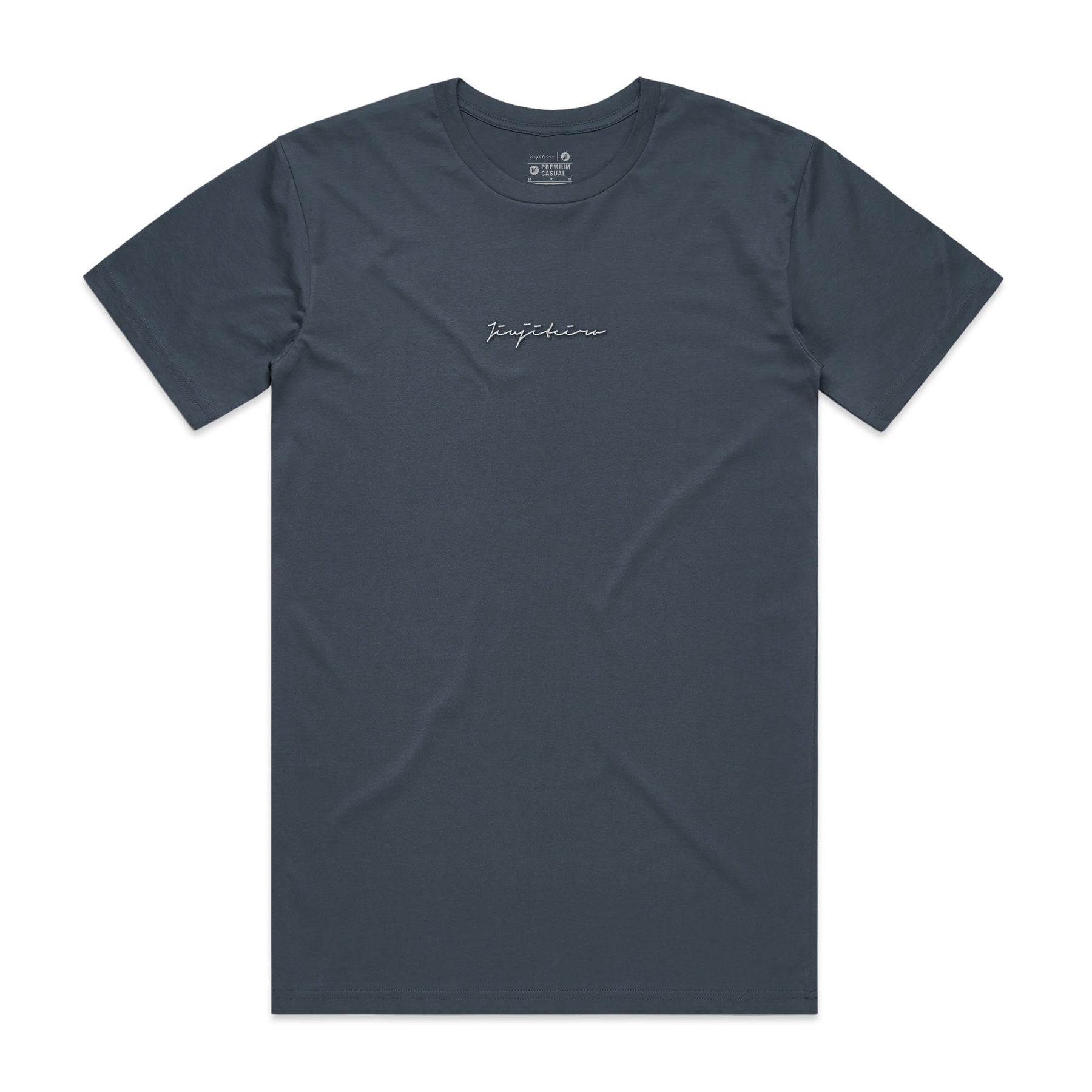 Jiujiteiro Pro Signature Heavyweight Embroidered Tee Petrol Blue – Grappler tee, BJJ streetwear