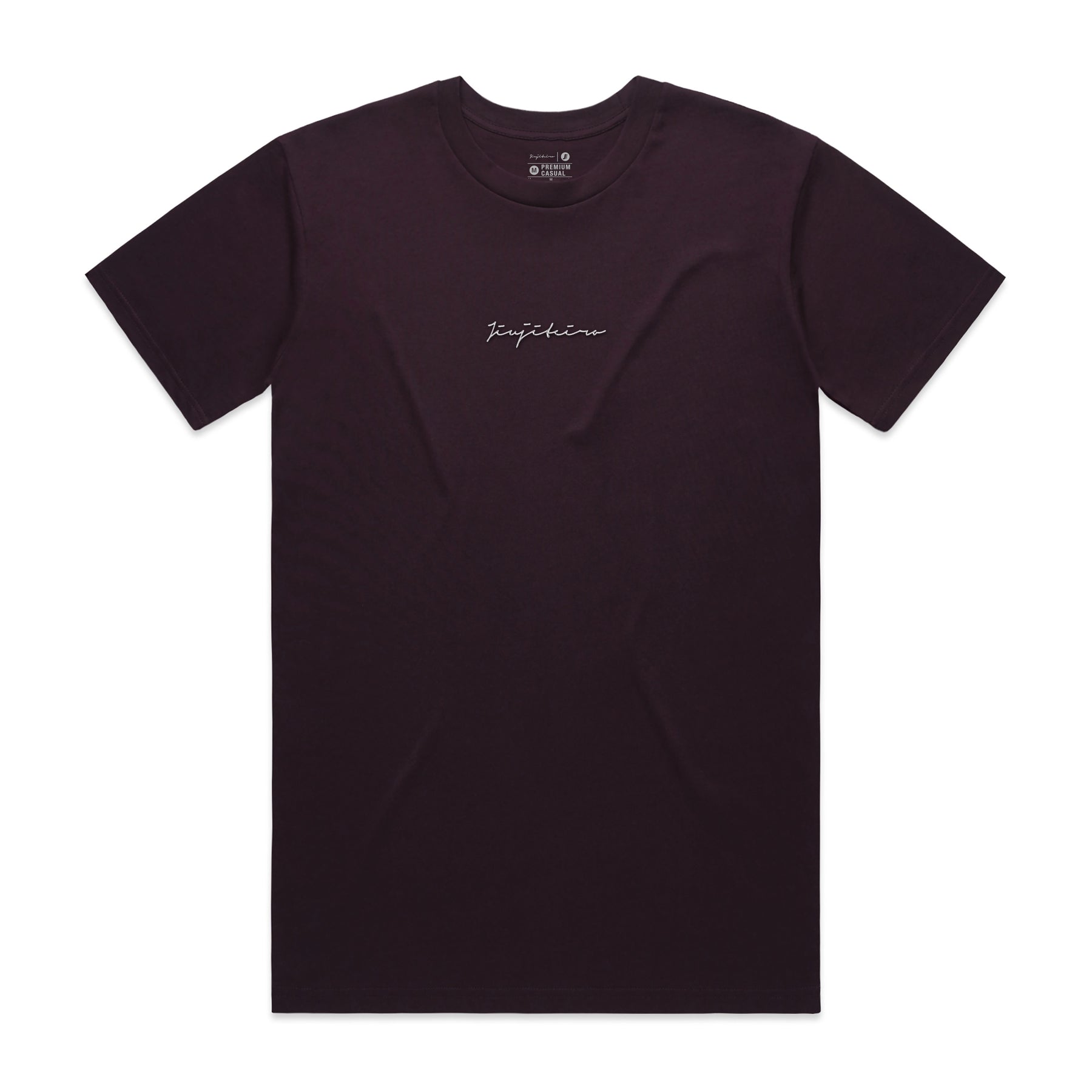 Jiujiteiro Pro Signature Heavyweight Embroidered Tee Plum – Grappler tee, BJJ streetwear