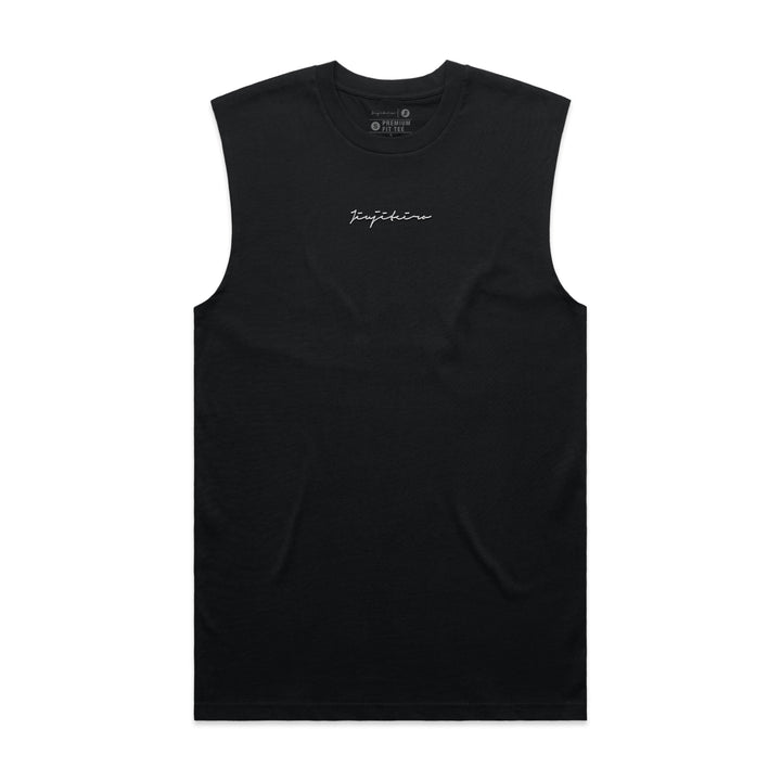EMBROIDERED CUTOFF TANK BLACK